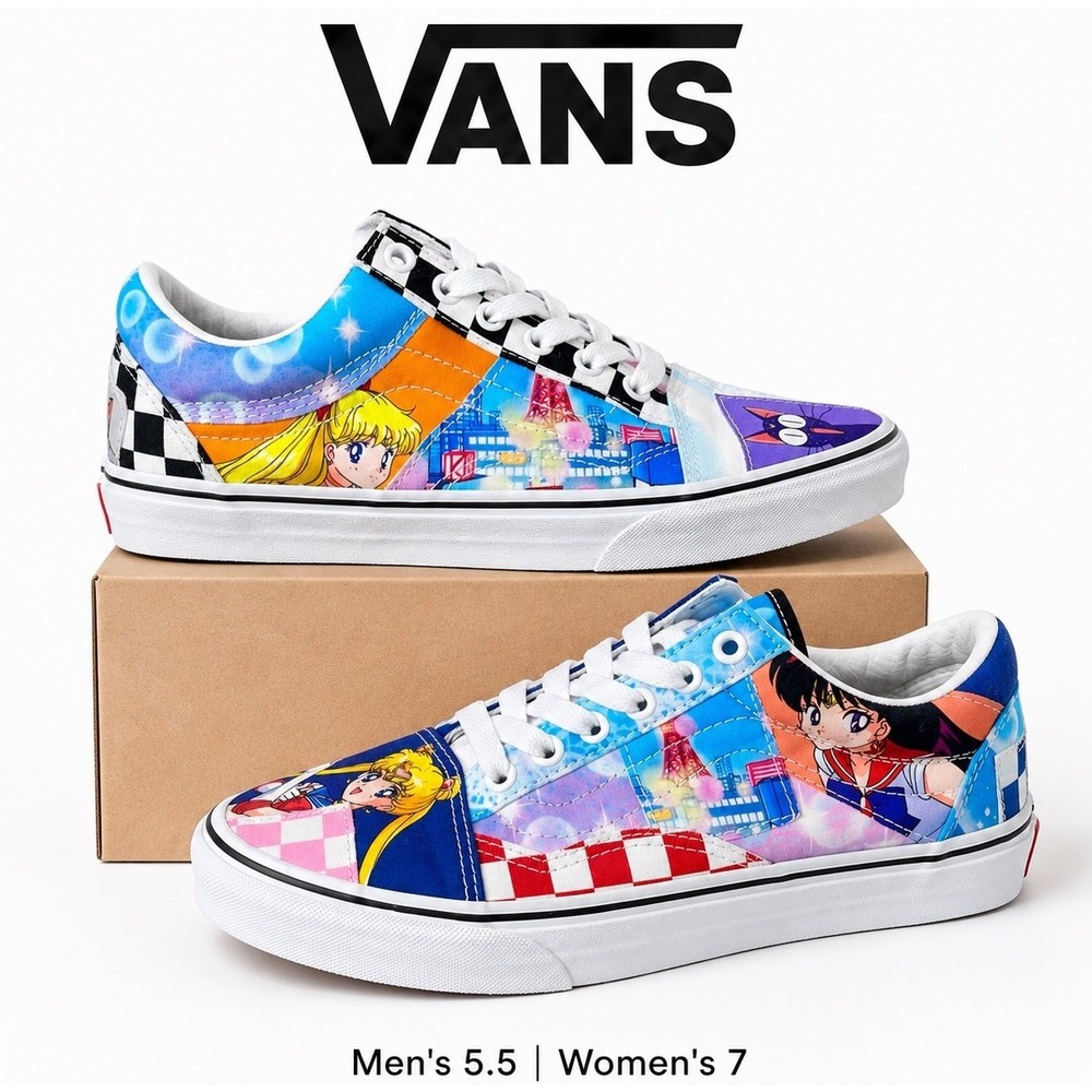 Vans x Sailor Moon Old Skool Patchwork Sneakers Men 5.5 Women 7 VN0005U7448